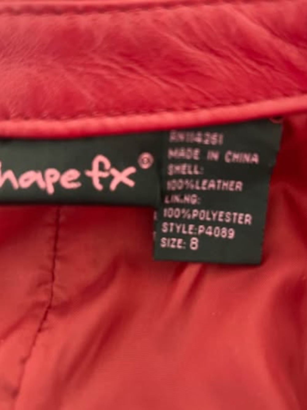 Red Leather Shape FX Jacket Size 8 - Picture 4 of 4